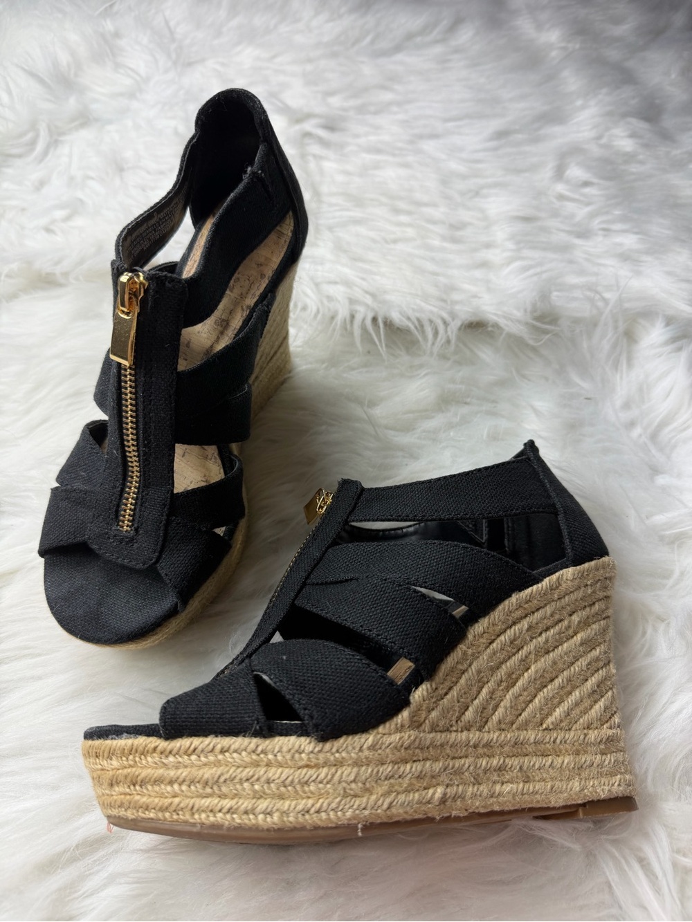 Black Strapy Wedge Sandals